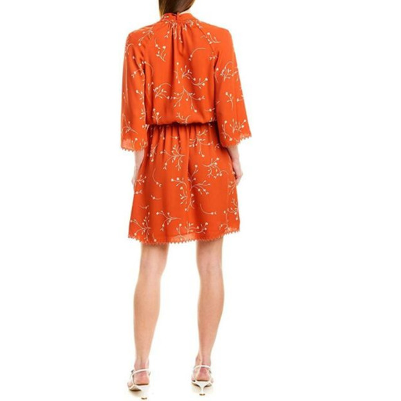 Joie Dakoda Minimalist Floral Print Dress Autumn Orange XXS - Picture 5 of 16